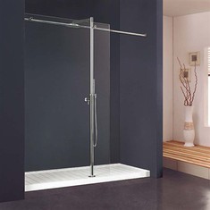 Framelös promenad i duschskärmbockor och brickor